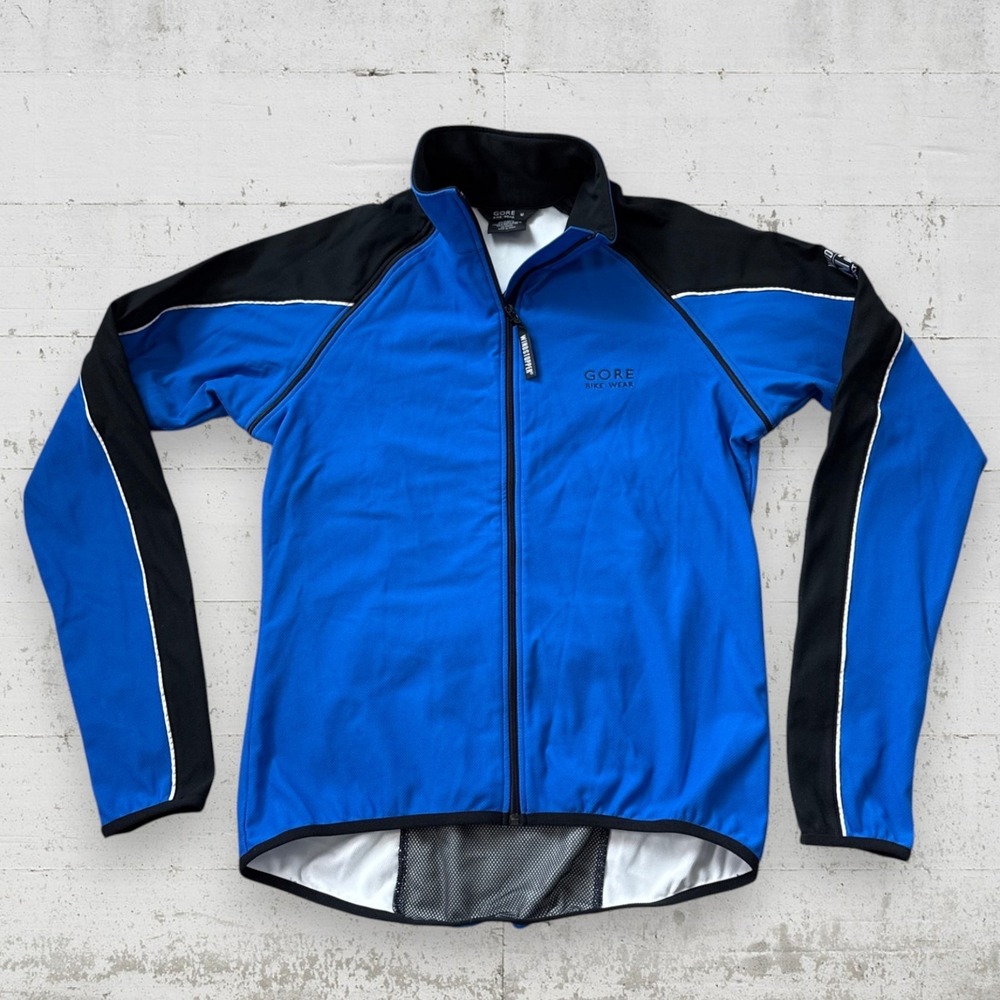 Gore Bike Wear Windstopper Soft Shell Cycling Jacket Mens M‎ Blue Full Zip